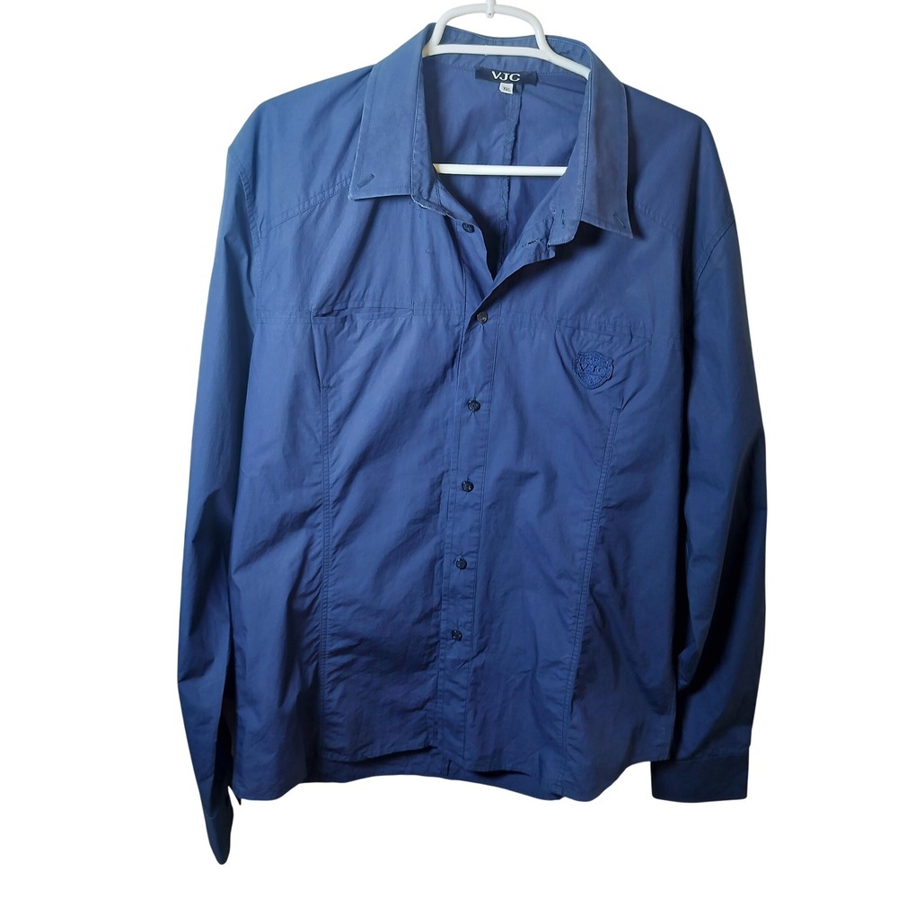 VJC Versace Jeans Couture Mens XXL Blue Button Down Shirt Made in Italy 1V572009